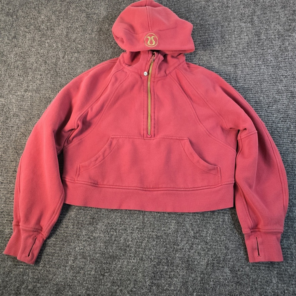 Lululemon Lunar Year Scuba XS/S Oversized Half-Zip Hoodie GOLD Raspberry Fleece